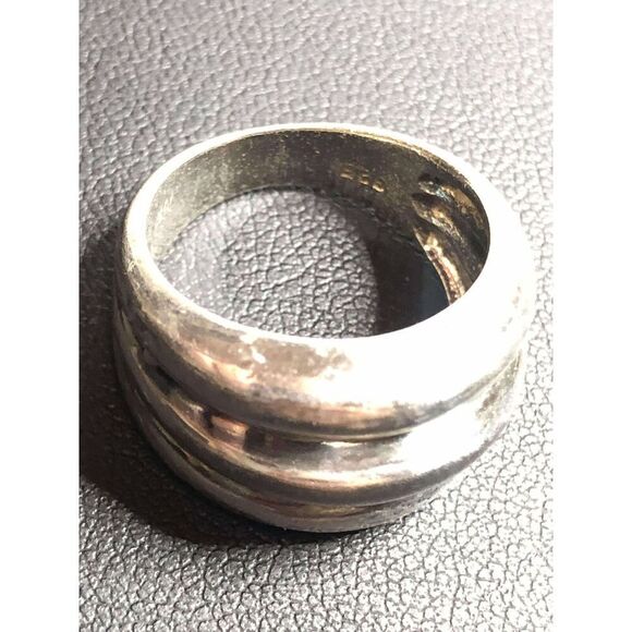 2119 Signed NF Sterling Silver Puffy Modernist Band Ring 3 Row Size 7  6.6 grams - Picture 3 of 3